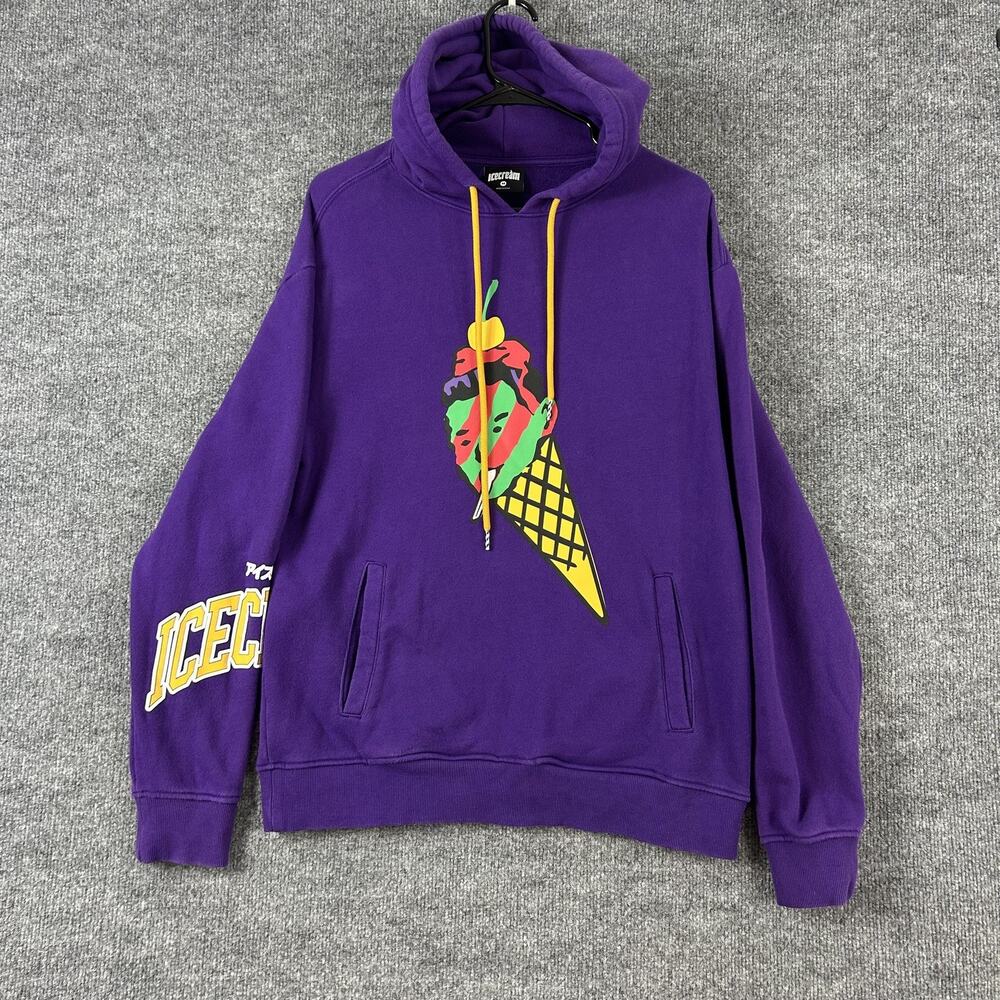 Ice cream Hoodie Men Medium Cone Man Purple Pullover Streetwear Skateboarding